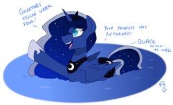Size: 1924x1169 | Tagged: safe, artist:pixelyte, imported from derpibooru, princess luna, duck, duck pony, cute, female, pegaduck, solo