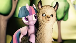 Size: 1200x675 | Tagged: safe, artist:ponytaku, imported from derpibooru, twilight sparkle, alicorn, llama, 3d, source filmmaker, twilight sparkle (alicorn)