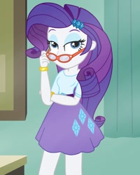 Size: 800x1000 | Tagged: safe, artist:tabrony23, imported from derpibooru, rarity, equestria girls, bedroom eyes, bracelet, clothes, female, glasses, glasses rarity, jewelry, rarity's glasses, show accurate, skirt, solo