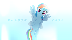 Size: 1920x1080 | Tagged: safe, artist:penguinsn1fan, artist:xpesifeindx, imported from derpibooru, rainbow dash, pony, female, looking at you, mare, solo, spread wings, wallpaper, wings