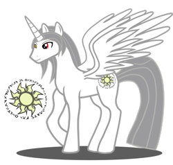 Size: 916x872 | Tagged: safe, artist:razthor, imported from derpibooru, oc, oc only, oc:sherem, alicorn, alicorn oc, cutie mark, horn, male, simple background, stallion, transparent background, vector, wings