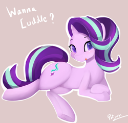 Size: 4800x4634 | Tagged: safe, artist:potzm, imported from derpibooru, starlight glimmer, pony, unicorn, absurd resolution, bronybait, cute, female, glimmerbetes, looking at you, lying down, mare, on side, side, smiling, solo, tongue out