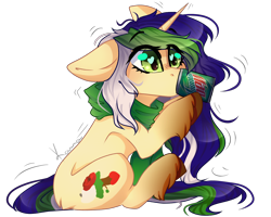 Size: 2000x1600 | Tagged: safe, artist:skimea, imported from derpibooru, oc, oc only, oc:green hoof, pony, unicorn, female, heart eyes, mare, mountain dew, simple background, sitting, solo, transparent background, trembling, wingding eyes