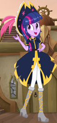 Size: 1968x4200 | Tagged: safe, artist:lightningsentry1, imported from derpibooru, twilight sparkle, equestria girls, my little pony: the movie, clothes, female, hat, open mouth, pirate, pirate hat, pirate ship, pirate twilight, twilight sparkle (alicorn)