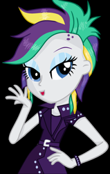 Size: 1424x2240 | Tagged: safe, artist:lightningsentry1, imported from derpibooru, rarity, equestria girls, it isn't the mane thing about you, alternate hairstyle, black background, clothes, female, punk, raripunk, simple background, solo