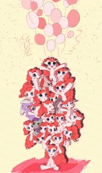 Size: 1536x2596 | Tagged: safe, artist:jawlo, imported from derpibooru, limestone pie, marble pie, maud pie, pinkie pie, balloon, pinkamena diane pie, too many ponies