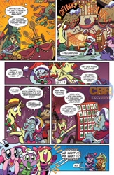 Size: 864x1328 | Tagged: safe, artist:brendahickey, idw, imported from derpibooru, apple bloom, flam, flim, pinkie pie, spike, dragon, spoiler:comic, spoiler:comicholiday2017, competition, flim flam brothers, how the grinch stole christmas, preview