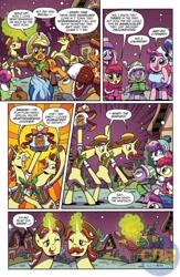 Size: 864x1328 | Tagged: safe, artist:brendahickey, idw, imported from derpibooru, apple bloom, applejack, flam, flim, pinkie pie, spike, dragon, spoiler:comic, spoiler:comicholiday2017, flim flam brothers, preview