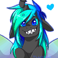 Size: 200x200 | Tagged: safe, artist:thelegendaryuniverse, imported from derpibooru, oc, oc only, oc:kryostasis, changeling, blue changeling, changeling oc, digital art, grin, heart, simple background, smiling, solo, transparent background