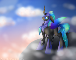 Size: 2000x1600 | Tagged: safe, artist:thelegendaryuniverse, imported from derpibooru, oc, oc only, oc:kryostasis, changeling, armor, blue changeling, changeling oc, digital art, solo