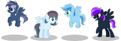 Size: 1697x579 | Tagged: safe, artist:marielle5breda, imported from derpibooru, oc, oc only, pegasus, pony, female, male, mare, offspring, parent:rainbow dash, parent:soarin', parents:soarindash, stallion