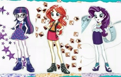 Size: 3205x2048 | Tagged: safe, artist:ritalux, imported from derpibooru, rarity, sci-twi, sunset shimmer, twilight sparkle, equestria girls, equestria girls series, concept art, eqg promo pose set, official, official art, rarity peplum dress, unicorn master race