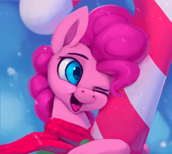 Size: 800x716 | Tagged: safe, artist:rodrigues404, imported from derpibooru, pinkie pie, earth pony, pony, candy, candy cane, cute, diapinkes, female, food, mare, one eye closed, smiling, solo