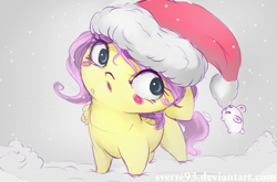 Size: 1024x677 | Tagged: safe, artist:sverre93, imported from derpibooru, angel bunny, fluttershy, pony, rabbit, christmas, chubbie, cute, female, hat, holiday, male, mare, santa hat, shyabetes, snow, sverre is trying to murder us