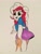 Size: 1024x1365 | Tagged: safe, artist:stammis, imported from derpibooru, pinkie pie, human, equestria girls, breasts, busty pinkie pie, clothes, cute, diapinkes, holding hands, legs, looking at you, looking back, moe, offscreen character, open mouth, pov, skirt, smiling, thighs, traditional art
