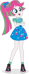 Size: 2565x6402 | Tagged: safe, artist:punzil504, imported from derpibooru, blossomforth, equestria girls, clothes, clothes swap, crossed arms, equestria girls-ified, female, freckles, high res, open mouth, ponytail, shoes, simple background, skirt, socks, solo, transparent background