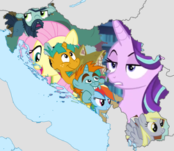 Size: 9000x7803 | Tagged: artist needed, safe, imported from derpibooru, big daddy mccolt, derpy hooves, fluttershy, rainbow dash, snails, snips, starlight glimmer, earth pony, pegasus, pony, unicorn, absurd resolution, albania, austria, balkan europe, bosnia and herzegovina, bulgaria, croatia, fyrom, greece, hungary, italy, macedonia, mccolt family, montenegro, north macedonia, ponies as regions, romania, serbia, slovenia, yugoslavia