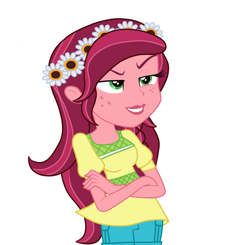 Size: 1024x1004 | Tagged: safe, artist:candys2003, imported from derpibooru, gloriosa daisy, equestria girls, legend of everfree, clothes, female, flower, flower in hair, missing accessory, shorts, simple background, solo, white background