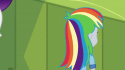 Size: 600x338 | Tagged: safe, imported from derpibooru, screencap, derpy hooves, rarity, best trends forever, equestria girls, equestria girls series, animated, best trends forever: rainbow dash, female, geode of shielding, gif, rarity peplum dress
