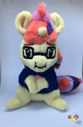 Size: 570x863 | Tagged: safe, artist:ketika, imported from derpibooru, moondancer, pony, unicorn, :i, emoji, female, irl, mare, photo, plushie, sitting, solo