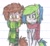 Size: 1308x1212 | Tagged: safe, artist:binary6, imported from derpibooru, oc, oc only, oc:binary6, oc:paint palette, :3, blushing, cat face, clothes, cute, lined paper, scarf, shipping, socks, traditional art