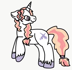 Size: 640x628 | Tagged: safe, artist:0rangedrink, imported from derpibooru, oc, oc only, oc:lance, pony, unicorn, parent:fleur-de-lis, parent:prince blueblood, parents:fleur-de-blueblood, rearing, simple background, solo, tail wrap, unshorn fetlocks, white background