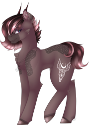 Size: 2110x2950 | Tagged: safe, artist:mauuwde, imported from derpibooru, oc, oc only, oc:poise, demon pony, pony, female, high res, horns, simple background, solo, transparent background