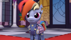 Size: 3840x2160 | Tagged: safe, artist:goatcanon, imported from derpibooru, rainbow dash, pony, 3d, alternate timeline, alternate universe, apocalypse dash, crystal war timeline, female, solo, torn ear