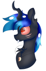 Size: 1891x2938 | Tagged: safe, artist:tomboygirl45, imported from derpibooru, oc, oc only, oc:imitation, changeling, blue changeling, bust, male, portrait, simple background, solo, transparent background