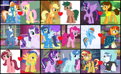 Size: 1752x1072 | Tagged: safe, artist:3d4d, imported from derpibooru, applejack, cheese sandwich, fancypants, fire streak, flash sentry, fluttershy, gloriosa daisy, party favor, pinkie pie, pokey pierce, rainbow dash, rarity, soarin', starlight glimmer, sunburst, sunset shimmer, timber spruce, twilight sparkle, alicorn, earth pony, pegasus, pony, applespruce, crack shipping, female, fireshy, flashdaisy, flutterstreak, grin, male, mane six, mare, partyglimmer, pokity, rainbowburst, rainburst, sentryosa, shipping, shipping domino, smiling, soarinpie, stallion, straight, sunpants, twicheese, twilight sparkle (alicorn)