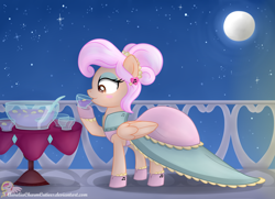 Size: 6337x4594 | Tagged: safe, artist:raspberrystudios, imported from derpibooru, oc, oc only, absurd resolution, clothes, dress, gala dress, moonlight, punch (drink), punch bowl, sipping