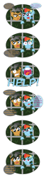 Size: 2025x7825 | Tagged: safe, artist:crazynutbob, imported from derpibooru, quibble pants, rainbow dash, goo, avatar the last airbender, bars, comic, contemplating, help, messy, reference, sticky, stuck, yelling