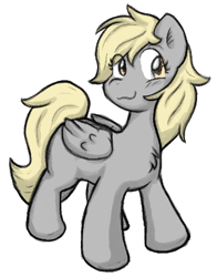 Size: 339x432 | Tagged: safe, artist:zutcha, imported from derpibooru, derpy hooves, pegasus, pony, chest fluff, female, mare, simple background, smiling, solo, white background