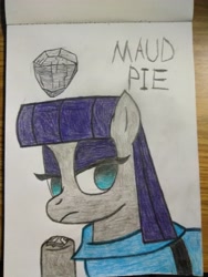 Size: 3456x4608 | Tagged: safe, artist:superhypersonic2000, imported from derpibooru, boulder (pet), maud pie, earth pony, pony, boulder (g4), bust, female, lidded eyes, mare, portrait, simple background, solo, traditional art, white background