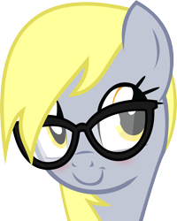 Size: 3607x4500 | Tagged: safe, artist:slb94, imported from derpibooru, derpy hooves, pegasus, pony, :t, blushing, bust, cute, derpabetes, female, glasses, mare, portrait, simple background, smiling, solo, transparent background, underp, vector