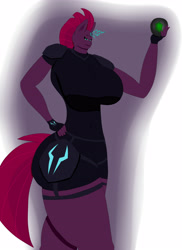 Size: 3200x4400 | Tagged: safe, artist:charlyc1995, imported from derpibooru, tempest shadow, anthro, my little pony: the movie, big breasts, breasts, busty tempest shadow, disproportional anatomy, female, huge breasts, solo