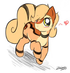 Size: 397x416 | Tagged: safe, artist:zajice, imported from derpibooru, oc, oc only, oc:zajice, pony, blushing, heart, male, open mouth, ponified, solo, stallion