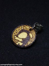Size: 570x760 | Tagged: safe, artist:aracage, deleted from derpibooru, imported from derpibooru, nightmare moon, craft, etsy, female, irl, keychain, photo, pyrography, solo, traditional art, woodwork