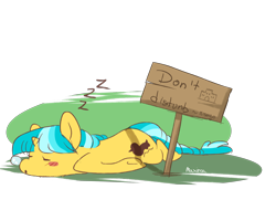 Size: 5000x4000 | Tagged: safe, artist:maxiima, imported from derpibooru, oc, oc only, oc:ducky ink, pony, unicorn, background pony, cute, do not disturb, female, mare, sign, simple background, sleeping, snot bubble, solo, transparent background, zzz