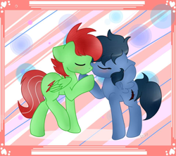 Size: 960x852 | Tagged: safe, artist:slenderdash, imported from derpibooru, oc, oc only, oc:faith, oc:mintylight, cute, faithlight, female, kissing, male, oc x oc, shipping, straight