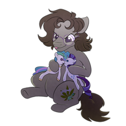 Size: 1300x1300 | Tagged: safe, artist:little-tweenframes, deleted from derpibooru, imported from derpibooru, princess celestia, rarity, oc, oc only, oc:dank nugs, alicorn, earth pony, pony, unicorn, commission, female, glasses, lesbian, mare, now kiss, plushie, rarilestia, shipper on deck, shipping, simple background, sitting, solo, tongue out, transparent background