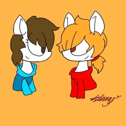 Size: 540x540 | Tagged: safe, artist:blurry-kun, imported from derpibooru, pony, crossover, female, looking at each other, ponified, the mark side