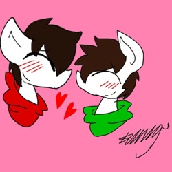 Size: 540x540 | Tagged: safe, artist:blurry-kun, imported from derpibooru, pony, blushing, crossover, gay, male, ponified, shipping, smiling, the mark side