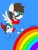 Size: 540x720 | Tagged: safe, imported from derpibooru, oc, oc:markey malarkey, pony, cape, clothes, crossover, cute, flying, goggles, happy, ponified, rainbow, smiling, superhero, the mark side