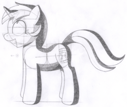 Size: 1660x1407 | Tagged: safe, artist:aafh, imported from derpibooru, minuette, pony, unicorn, female, monochrome, solo, traditional art