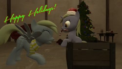 Size: 1280x720 | Tagged: safe, artist:dragonboi471, imported from derpibooru, derpy hooves, dinky hooves, 3d, christmas, gmod, holiday