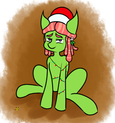 Size: 755x806 | Tagged: safe, artist:astardragon, imported from derpibooru, tree hugger, pony, christmas, christmas lights, female, holiday, sitting, solo