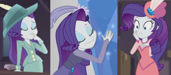 Size: 1224x540 | Tagged: safe, imported from derpibooru, screencap, rarity, equestria girls, equestria girls series, rarity investigates: the case of the bedazzled boot, amethyst, clothes, cute, detective, detective rarity, dress, fabulous, feather, hat, pillbox hat, raribetes, rarity investigates (eqg): applejack, rarity investigates (eqg): pinkie pie, rarity investigates (eqg): trixie, suit