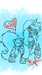 Size: 1080x1920 | Tagged: safe, artist:shihana, imported from derpibooru, oc, oc only, oc:time paradox, unicorn, armor, full body, red hair, wip