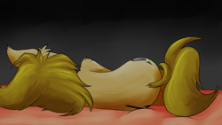 Size: 1403x789 | Tagged: safe, artist:darkyosh, imported from derpibooru, oc, oc only, oc:darky, pony, bed, both cutie marks, lying, on side, rear view, side, solo